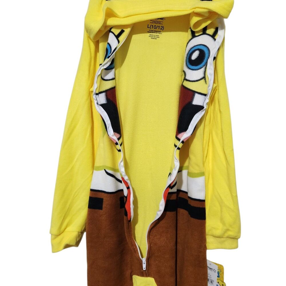 Spongebob Pajama Boys Size Medium 8 Hooded Full Zip - Picture 4 of 15